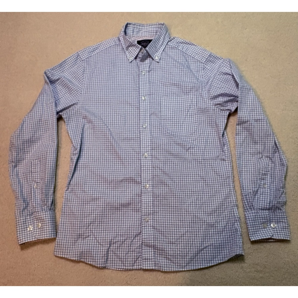 Charles Tyrwhitt Mens S Slim Fit Shirt Blue White Check Button Down Collar